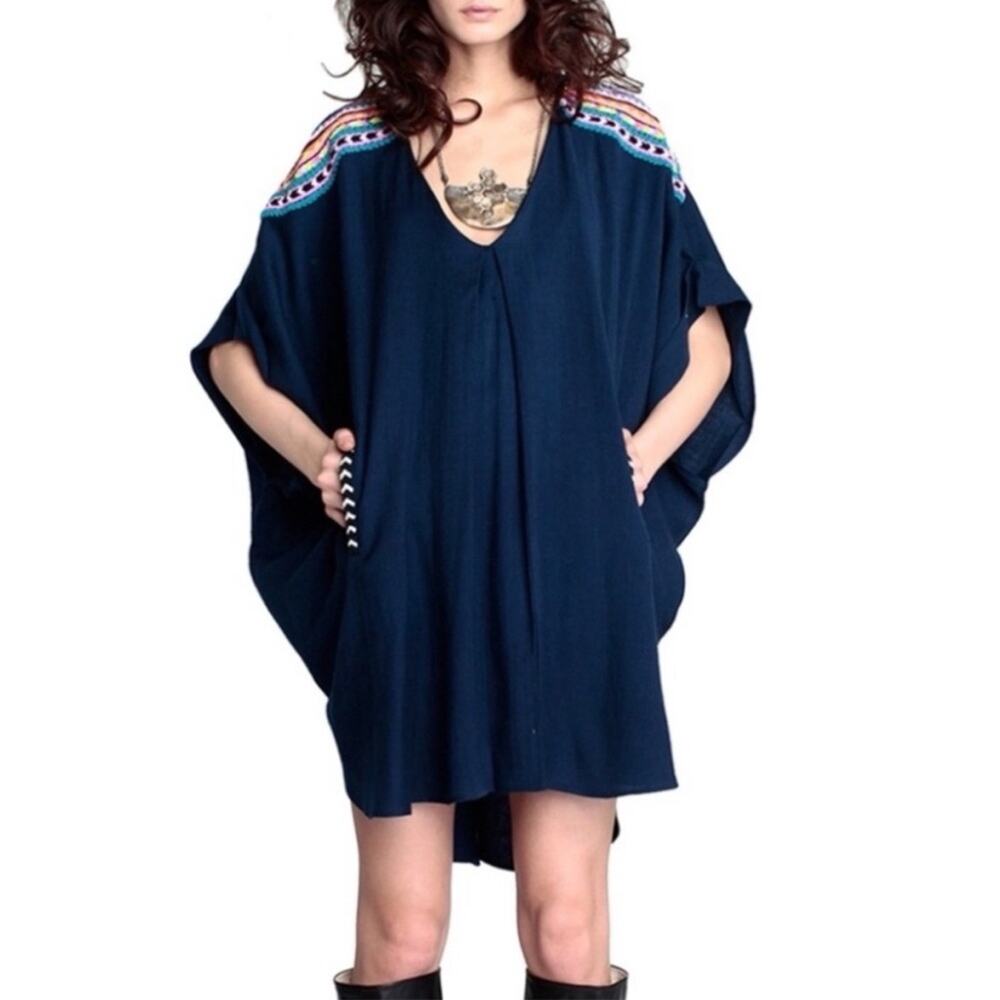Mara Hoffman Beaded Wool Poncho Caftan OS